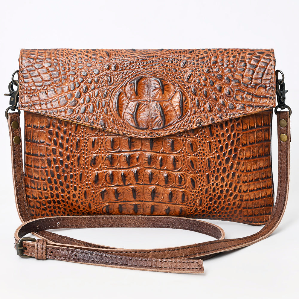 American Darling Envelope Crocodile Embossed Hair on Genuine Leather Western Women Bag Handbag Purse | for Cute