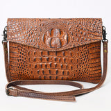 American Darling Envelope Crocodile Embossed Hair on Genuine Leather Western Women Bag Handbag Purse | for Cute