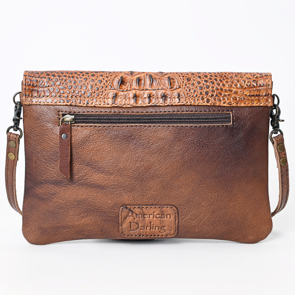 American Darling Envelope Crocodile Embossed Hair on Genuine Leather Western Women Bag Handbag Purse | for Cute