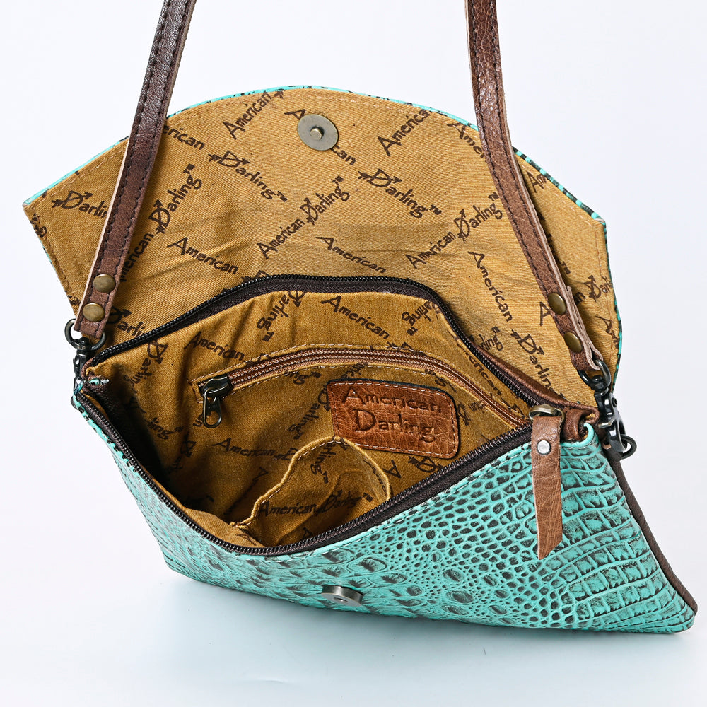 American Darling Envelope Crocodile Embossed Hair on Genuine Leather Western Women Bag Handbag Purse | for Cute