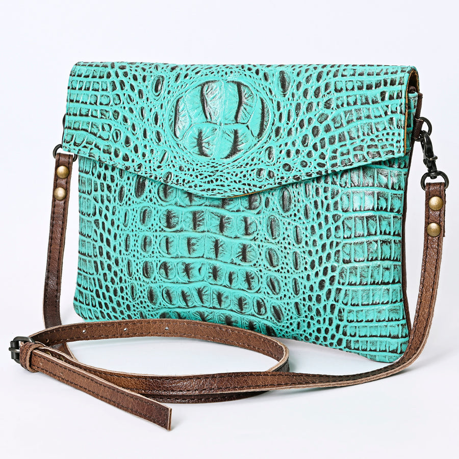 American Darling Envelope Crocodile Embossed Hair on Genuine Leather Western Women Bag Handbag Purse | for Cute - Uhorse