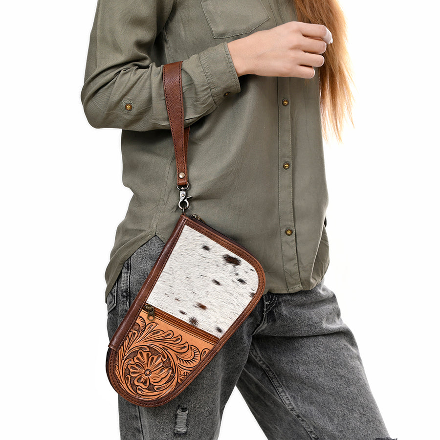 American Darling Gun Case Hair on Hand Tooled Genuine Leather Western Cases | Women Shotgun for Handguns