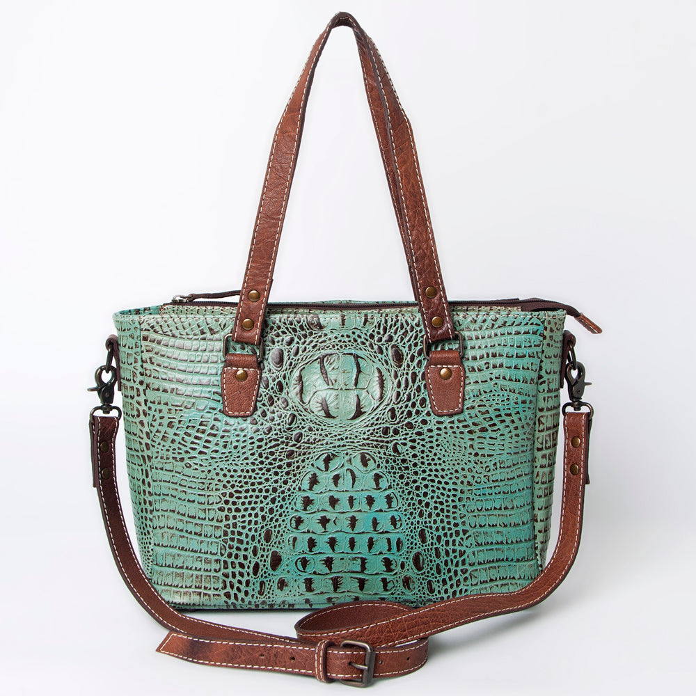 American Darling Tote Crocodile Embossed Genuine Leather Western Women Bag Handbag | for Cute Laptop