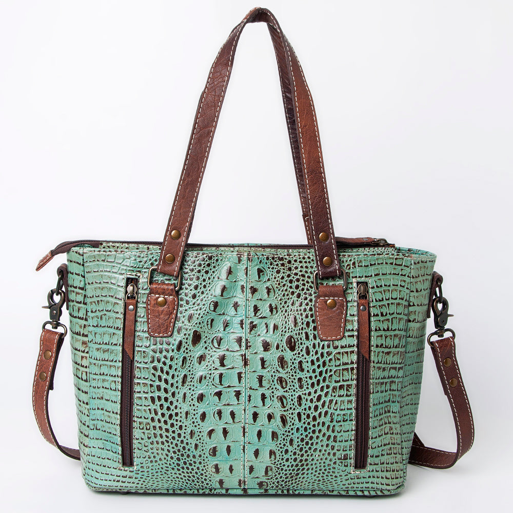 American Darling Tote Crocodile Embossed Genuine Leather Western Women Bag Handbag | for Cute Laptop