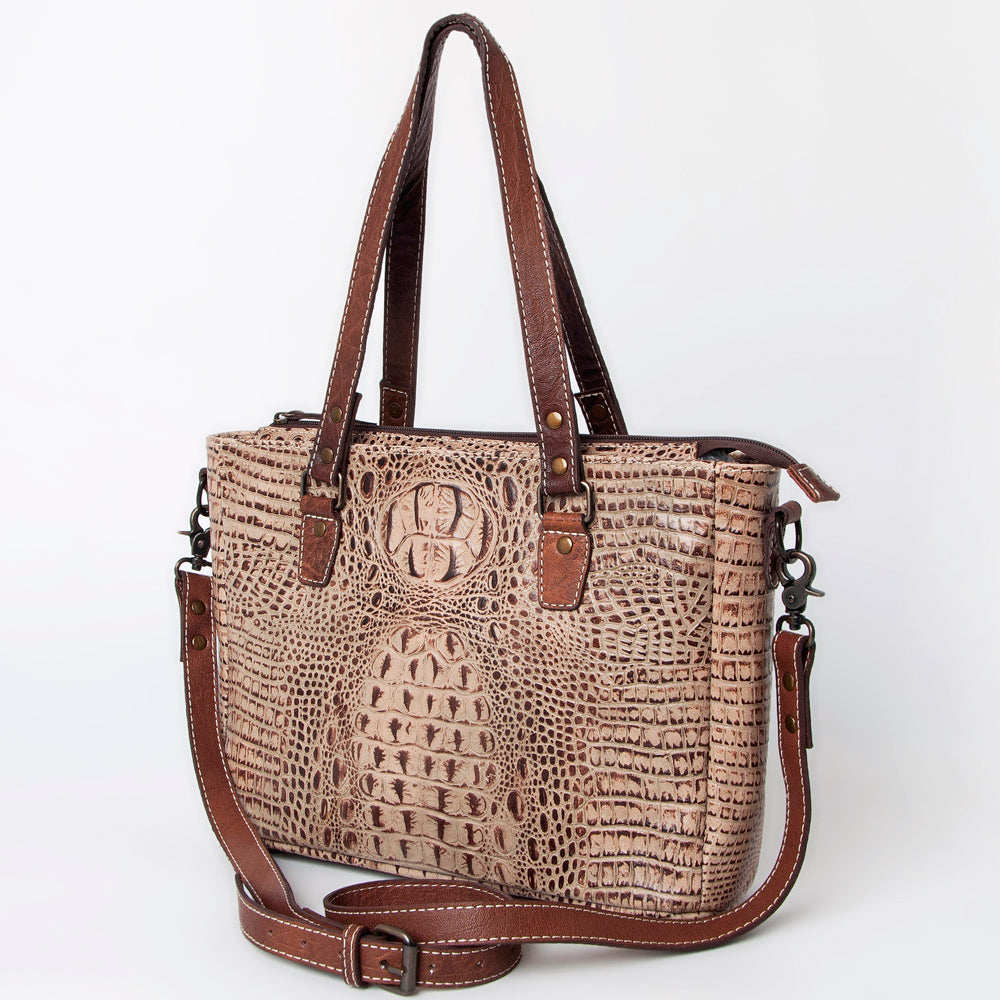 American Darling Tote Crocodile Embossed Genuine Leather Western Women Bag Handbag | for Cute Laptop