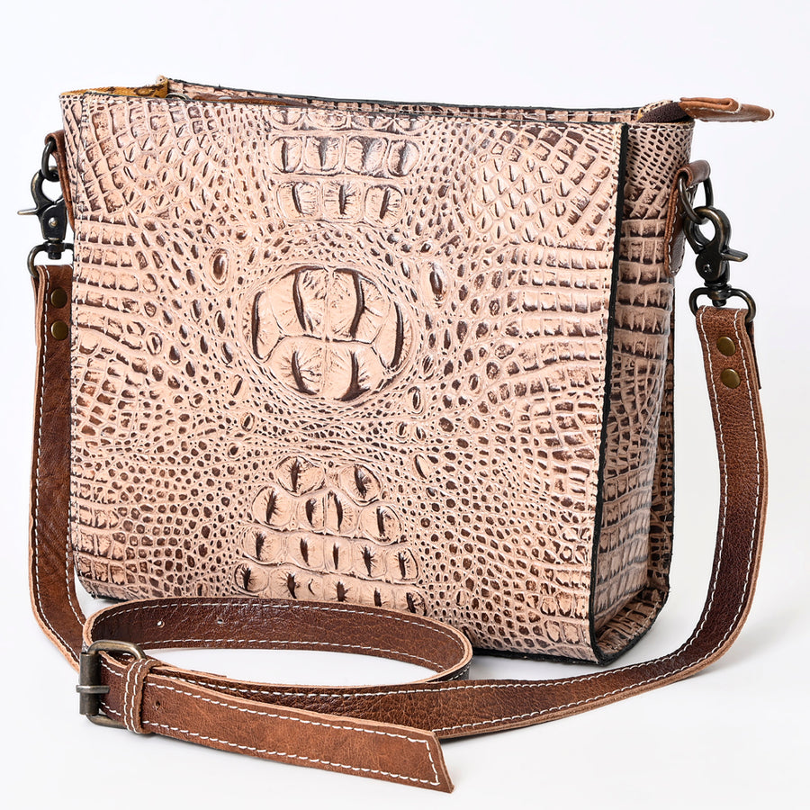 American Darling Crocodile Embossed Western Leather Large Cross body Bag - Uhorse