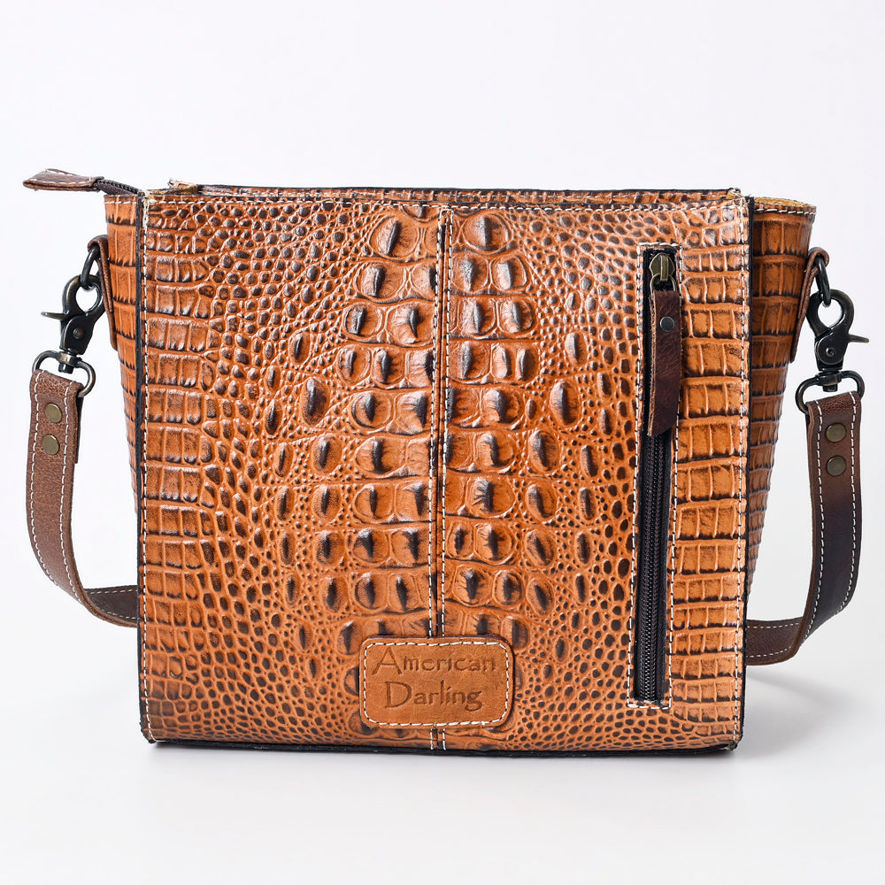 American Darling Messenger Crocodile Embossed Genuine Leather Western Women Bag Handbag Purse | Cute