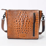 American Darling Messenger Crocodile Embossed Genuine Leather Western Women Bag Handbag Purse | Cute