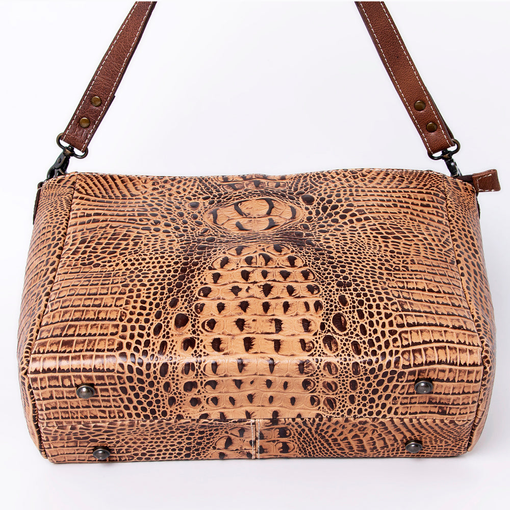 American Darling Messenger Crocodile Embossed Genuine Leather Western Women Bag Handbag Purse | Cute