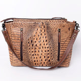 American Darling Messenger Crocodile Embossed Genuine Leather Western Women Bag Handbag Purse | Cute