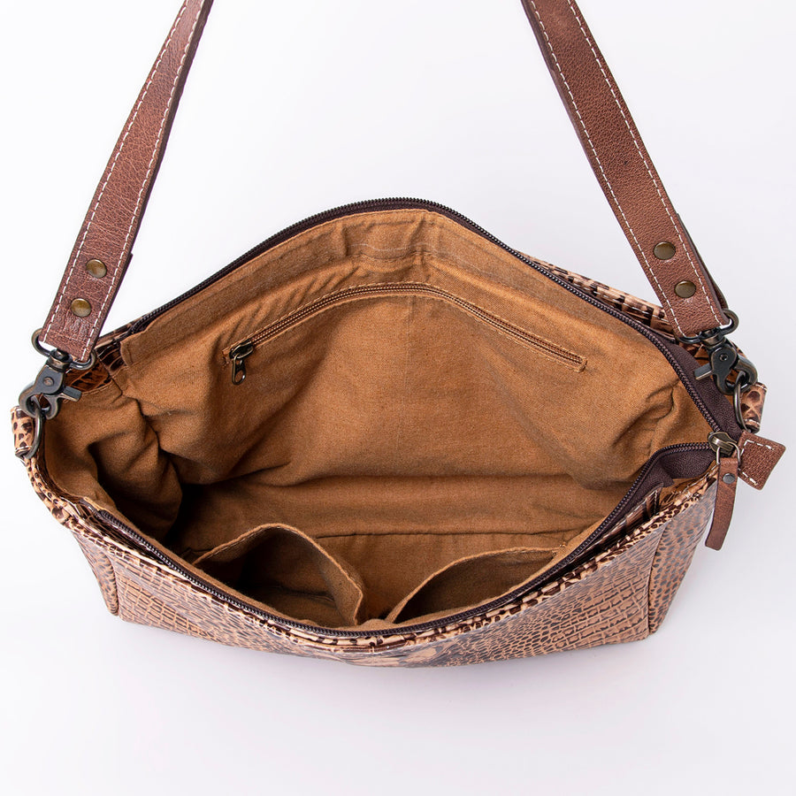 American Darling Western Messenger Bag, Crocodile Embossed Full Grain Genuine Leather, Eco-Friendly Handcrafted Satchel