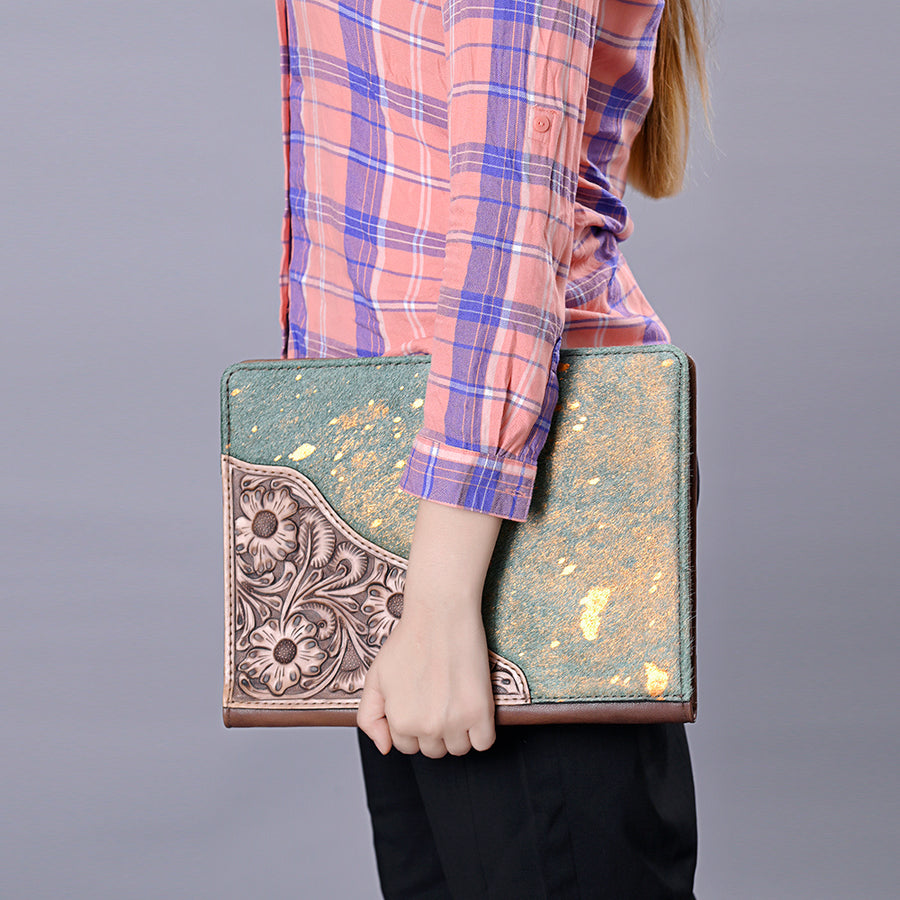 American Darling Portfolio Bag Hand Tooled Crocodile Embossed Genuine Leather Western Women | Student for Sketches