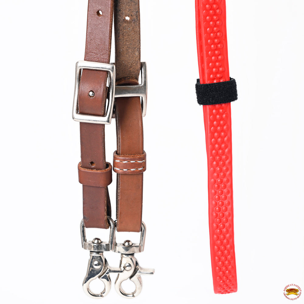 8 Ft Hilason Horse Western Leather Rubber Grip Barrel Split Reins