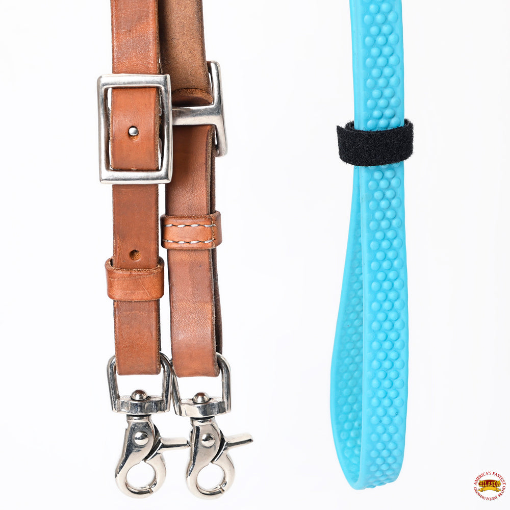 8 Ft Hilason Horse Western Leather Rubber Grip Barrel Split Reins