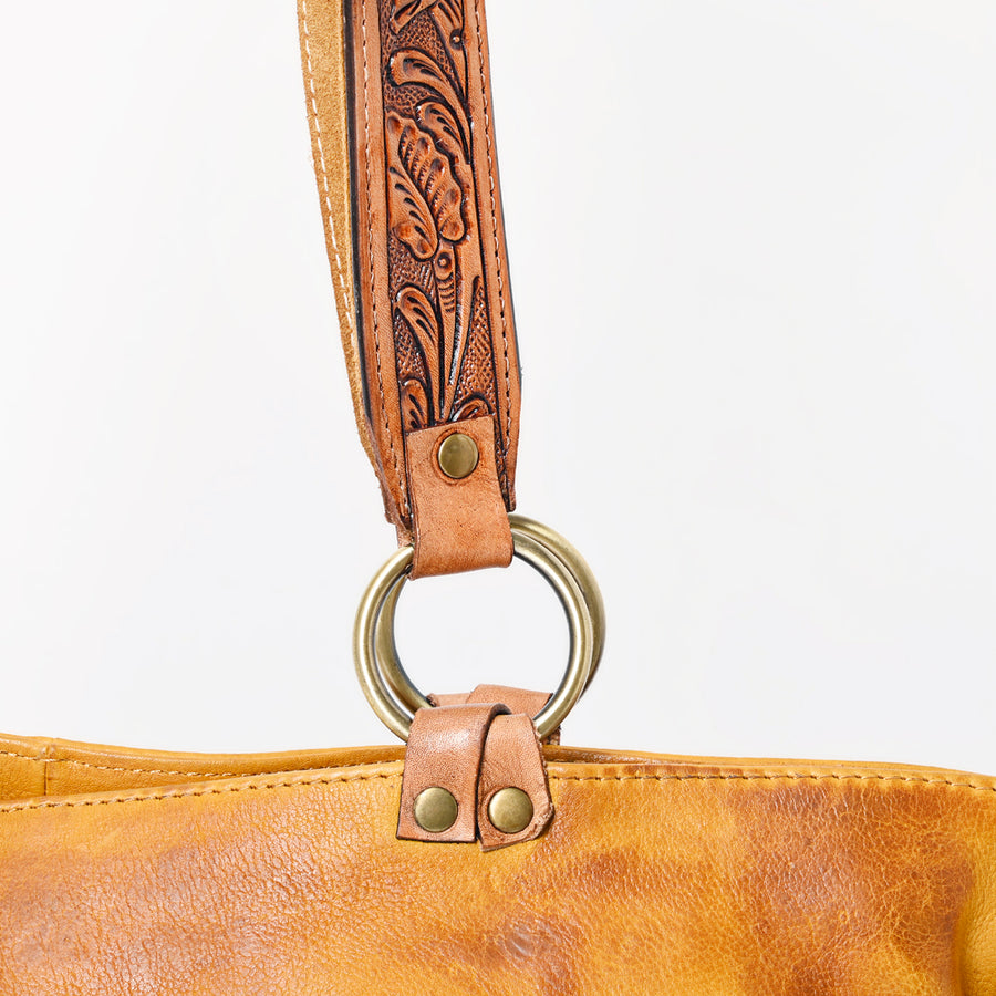 American Darling Tote Bag Western Hand Tooled Floral Carved Genuine Leather Handcrafted Bag with Tassels and YKK Zipper