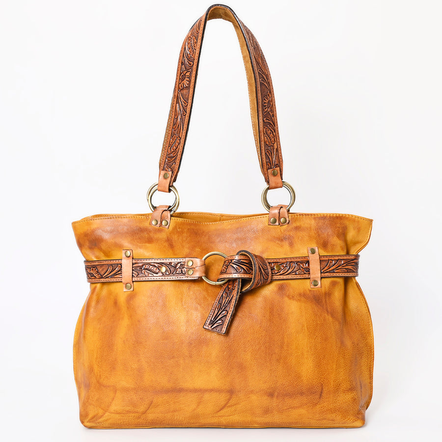 American Darling Tote Bag Western Hand Tooled Floral Carved Genuine Leather Handcrafted Bag with Tassels and YKK Zipper