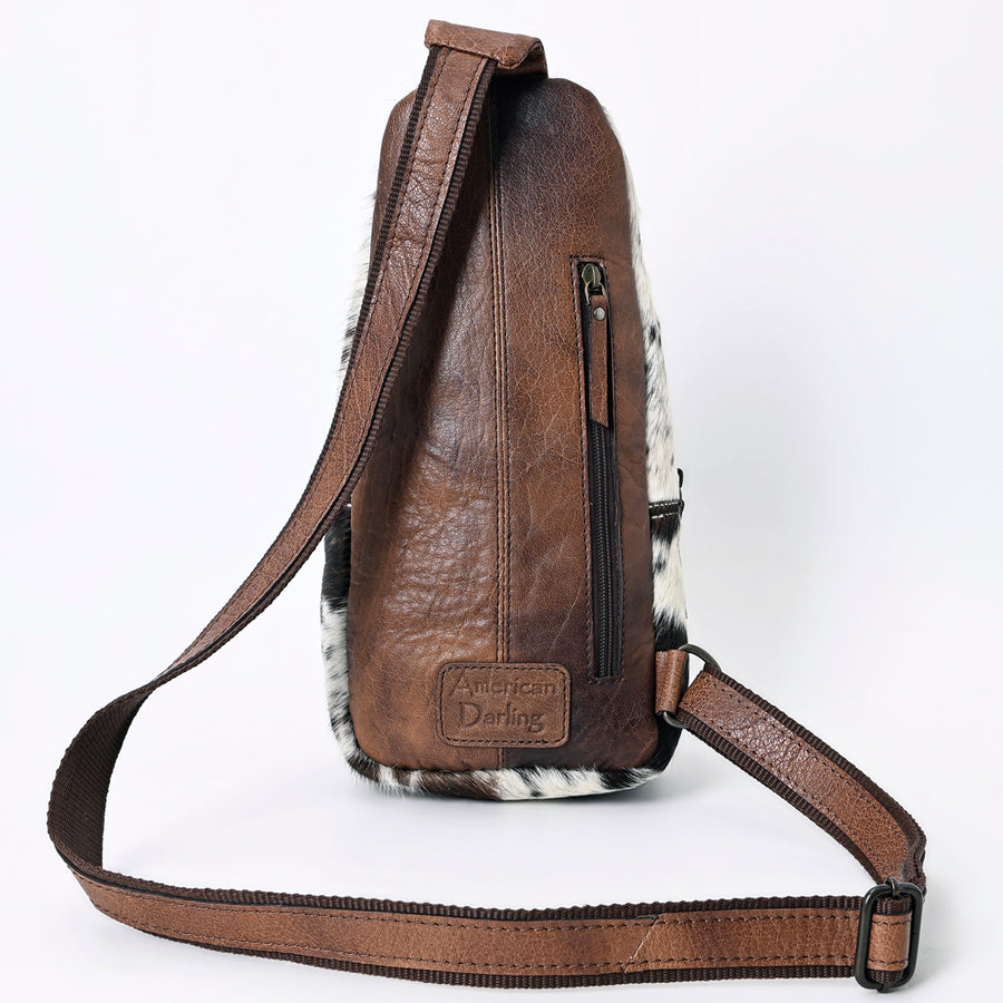 American Darling Western Crossbody Bag – Hair-On Cowhide, Genuine Leather, Hand-Tooled Floral, Adjustable Strap, Everyday Carry
