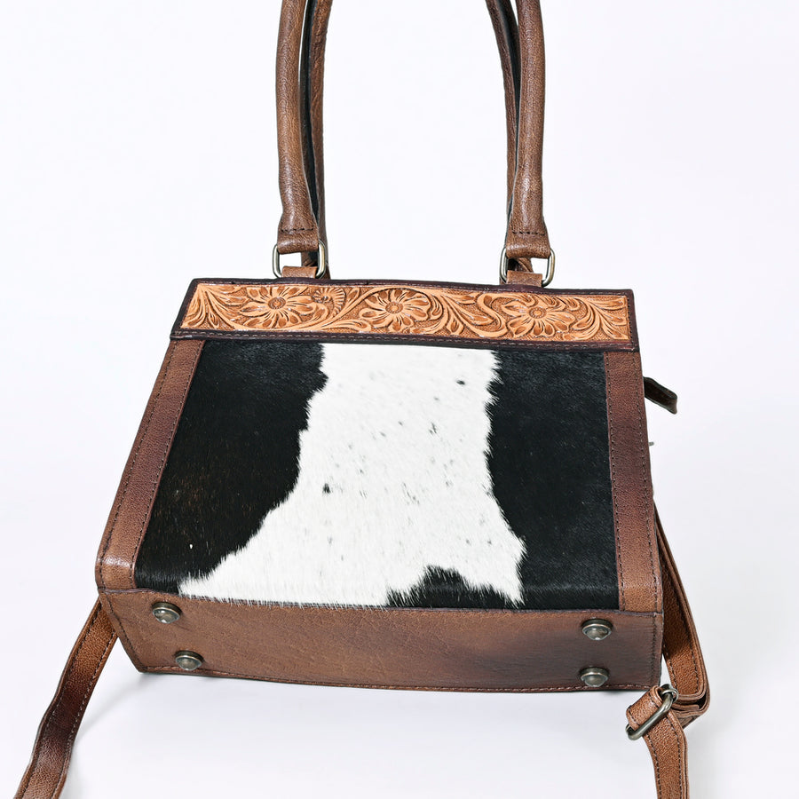 American Darling Western Tote Bag with Hair-On Cowhide, Hand-Tooled Floral Leather, Premium Craftsmanship & Everyday Carry Design