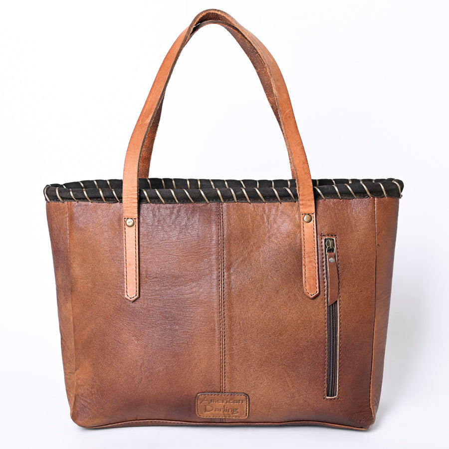American Darling Hand-Woven Saddle Blanket Tote Bag – Genuine Leather Fringe Western Purse with Strap for Daily Use and Travel