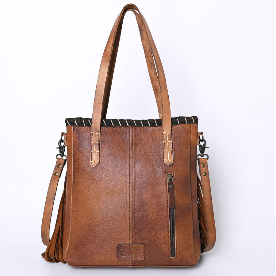 American Darling Western Leather Tote Bag with Fringe, Native American Inspired Design, Genuine Leather, Premium Quality Handcrafted