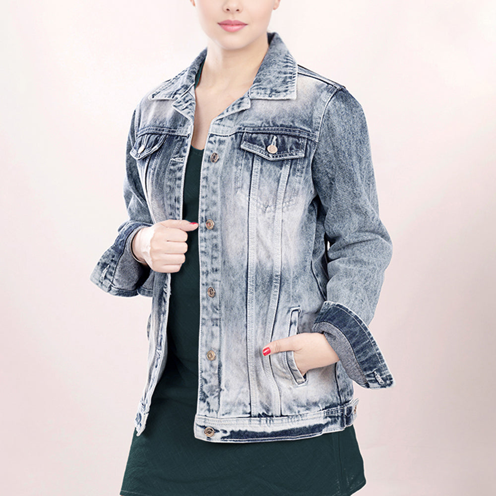 ADJKT010 Genuine leather Hand tooled hand carved Women 100% cotton Denim jacket dress ladies girl