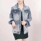 ADJKT010 Genuine leather Hand tooled hand carved Women 100% cotton Denim jacket dress ladies girl