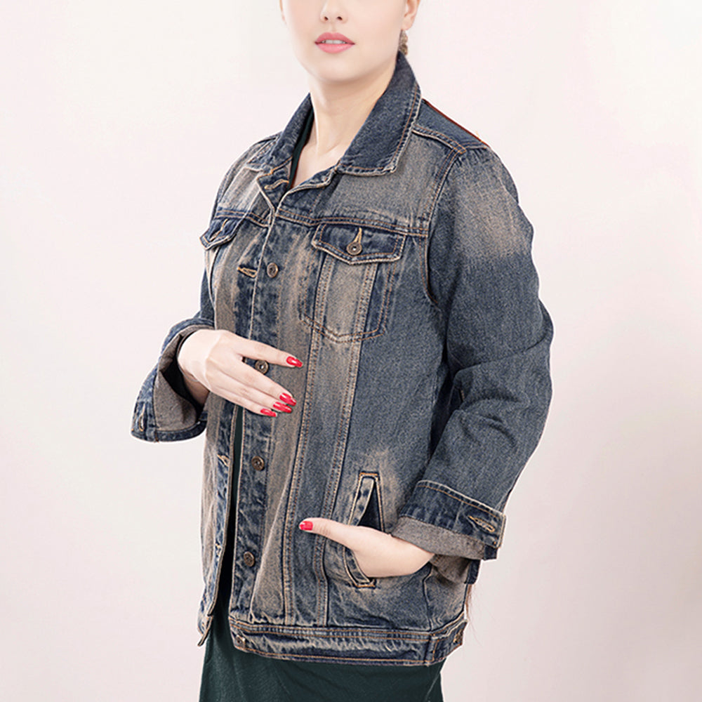 ADJKT011 Genuine leather Hand tooled hand carved Women 100% cotton Denim jacket dress ladies girl