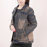 ADJKT012 Genuine leather Hand tooled hand carved Women 100% cotton Denim jacket dress ladies girl