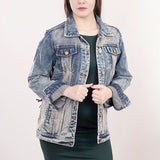 ADJKT014 Genuine leather Hand tooled hand carved Women 100% cotton Denim jacket dress ladies girl