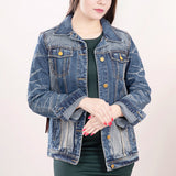 ADJKT017 Genuine leather Hand tooled hand carved Women 100% cotton Denim jacket dress ladies girl