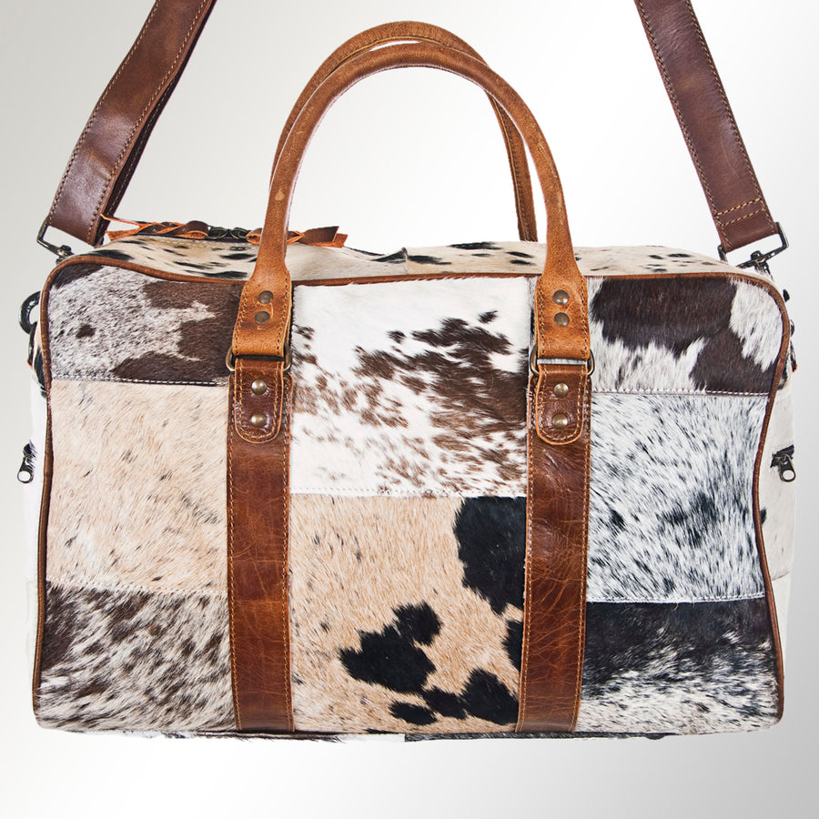 American Darling Duffel Bag Handcrafted from Hair-On Cowhide and Genuine Leather with YKK Zipper and Large Capacity