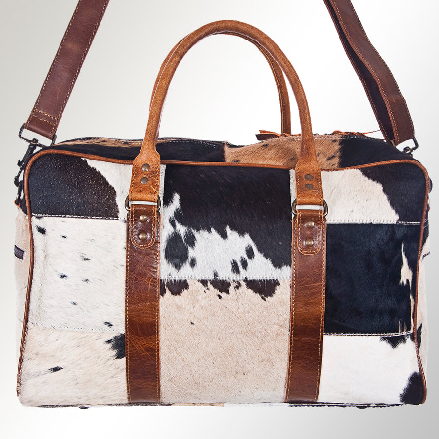 American Darling Duffel Bag Handcrafted from Hair-On Cowhide and Genuine Leather with YKK Zipper and Large Capacity