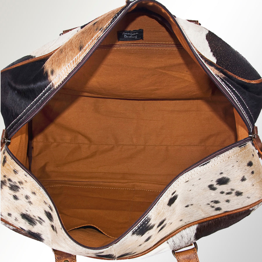 American Darling Duffel Bag Handcrafted from Hair-On Cowhide and Genuine Leather with YKK Zipper and Large Capacity