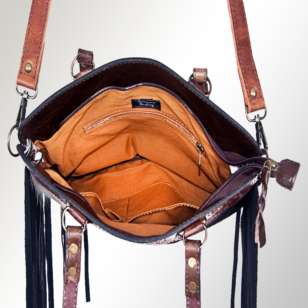 American Darling Cross Body Hand Tooled Hair on-Genuine Leather Western Women Bag Handbag Purse | Crossbody for Cute