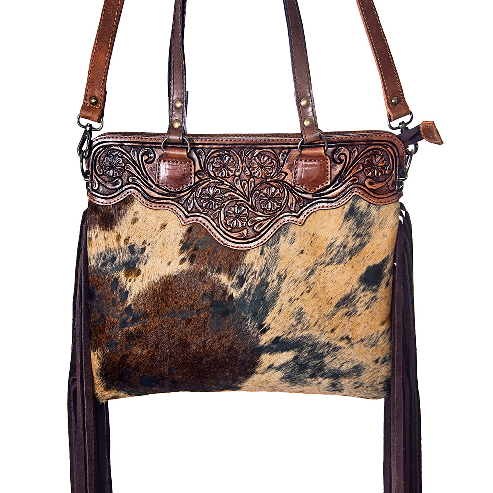 American Darling Cross Body Hand Tooled Hair on-Genuine Leather Western Women Bag Handbag Purse | Crossbody for Cute