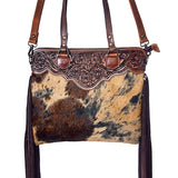 American Darling Cross Body Hand Tooled Hair on-Genuine Leather Western Women Bag Handbag Purse | Crossbody for Cute