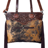 American Darling Cross Body Hand Tooled Hair on-Genuine Leather Western Women Bag Handbag Purse | Crossbody for Cute