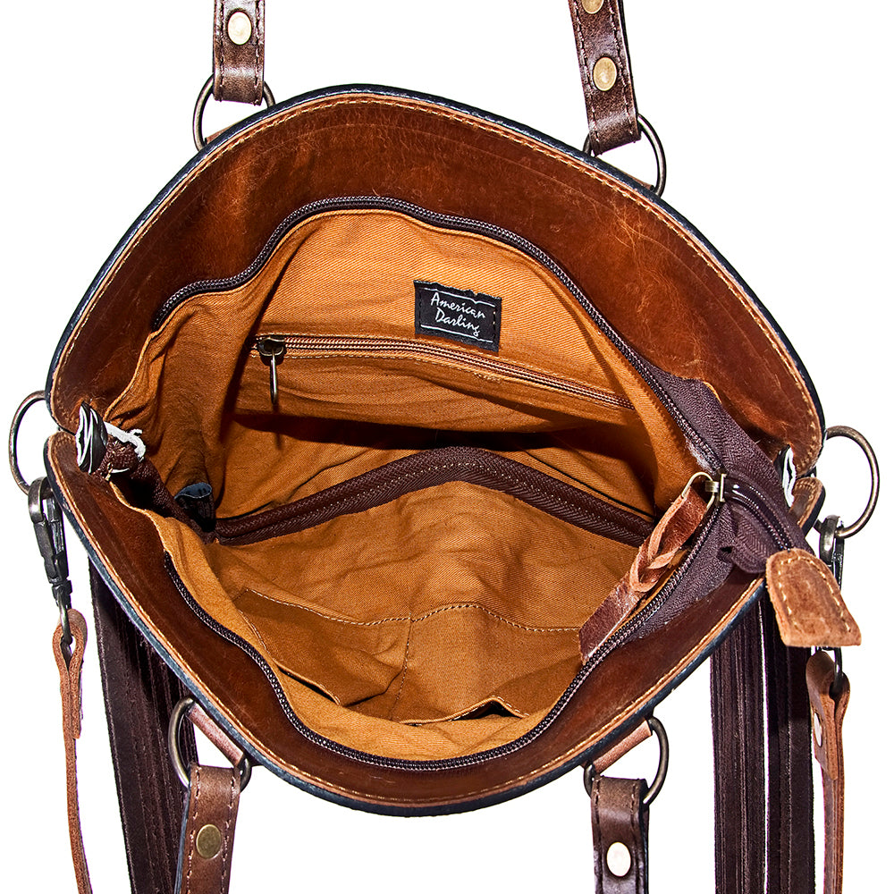American Darling Cross Body Hand Tooled Hair on-Genuine Leather Western Women Bag Handbag Purse | Crossbody for Cute