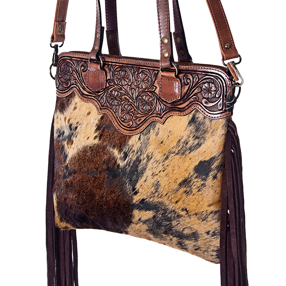 American Darling Cross Body Hand Tooled Hair on-Genuine Leather Western Women Bag Handbag Purse | Crossbody for Cute