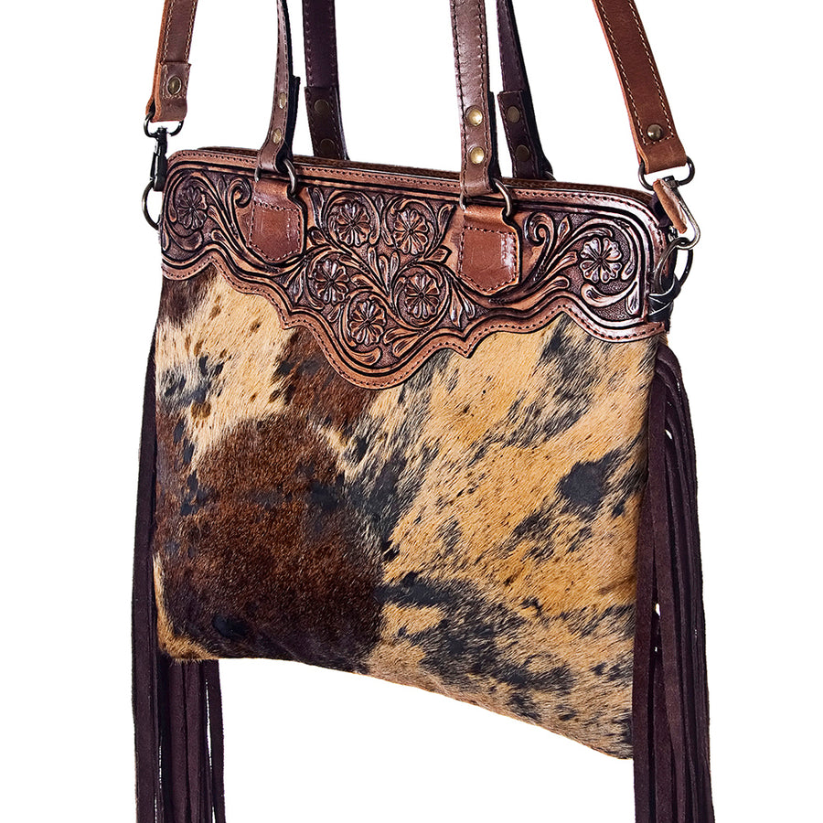 American Darling Cross Body Hand Tooled Hair on-Genuine Leather Western Women Bag Handbag Purse | Crossbody for Cute