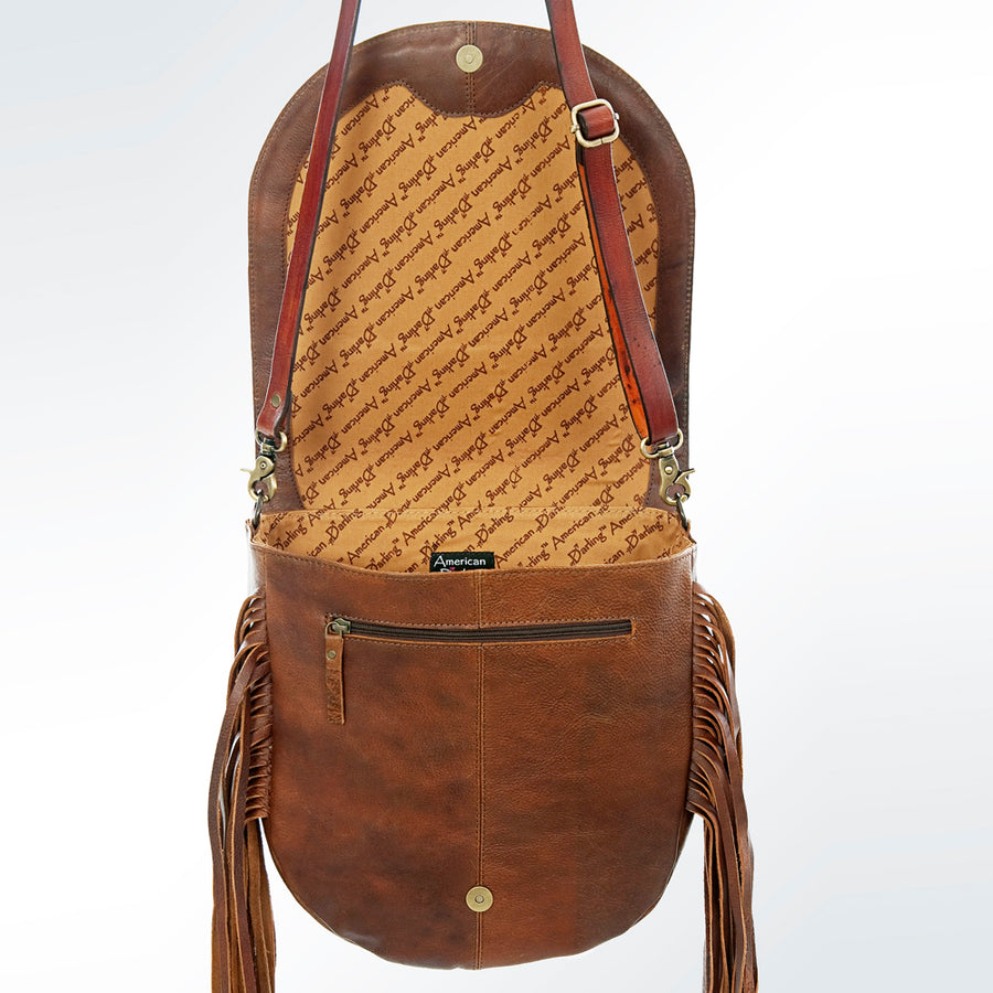American Darling Messenger Hand Tooled Floral Carved Genuine Leather with Fringes Buck Stitched Western Accessories