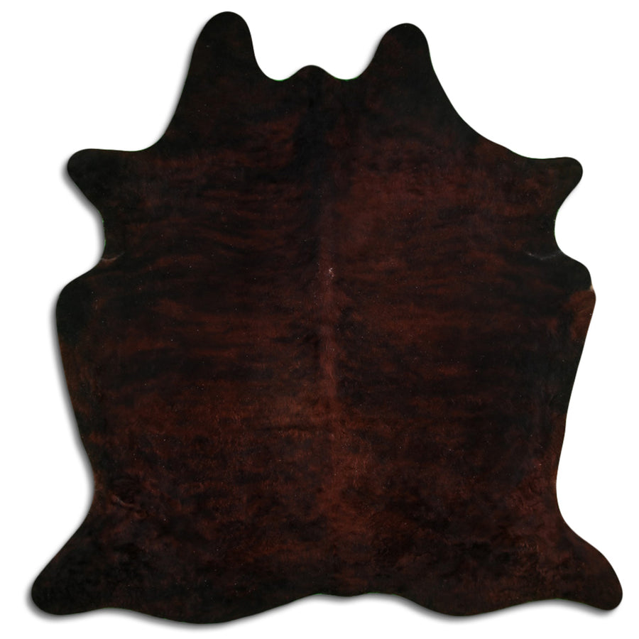 Brown leather hide rug with scalloped edges - Uhorse