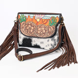 American Darling Messenger Hair on Hand Tooled Genuine Leather Western Women Bag Handbag Purse | Cute
