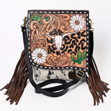 American Darling Messenger Hair on Hand Tooled Genuine Leather Western Women Bag Handbag Purse | Cute