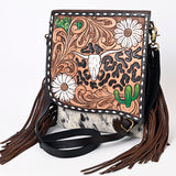 American Darling Messenger Hair on Hand Tooled Genuine Leather Western Women Bag Handbag Purse | Cute