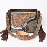 American Darling Messenger Hair on Hand Tooled Genuine Leather Western Women Bag Handbag Purse | Cute