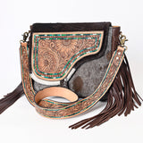 American Darling Messenger Hair on Hand Tooled Genuine Leather Western Women Bag Handbag Purse | Cute