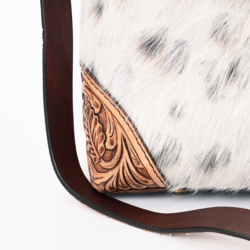 American Darling Messenger Hand Tooled Hair On Leather Western Women Bag Handbag Cute Laptop 9.5 (H) X 10.5 (W) 4.5 (D)