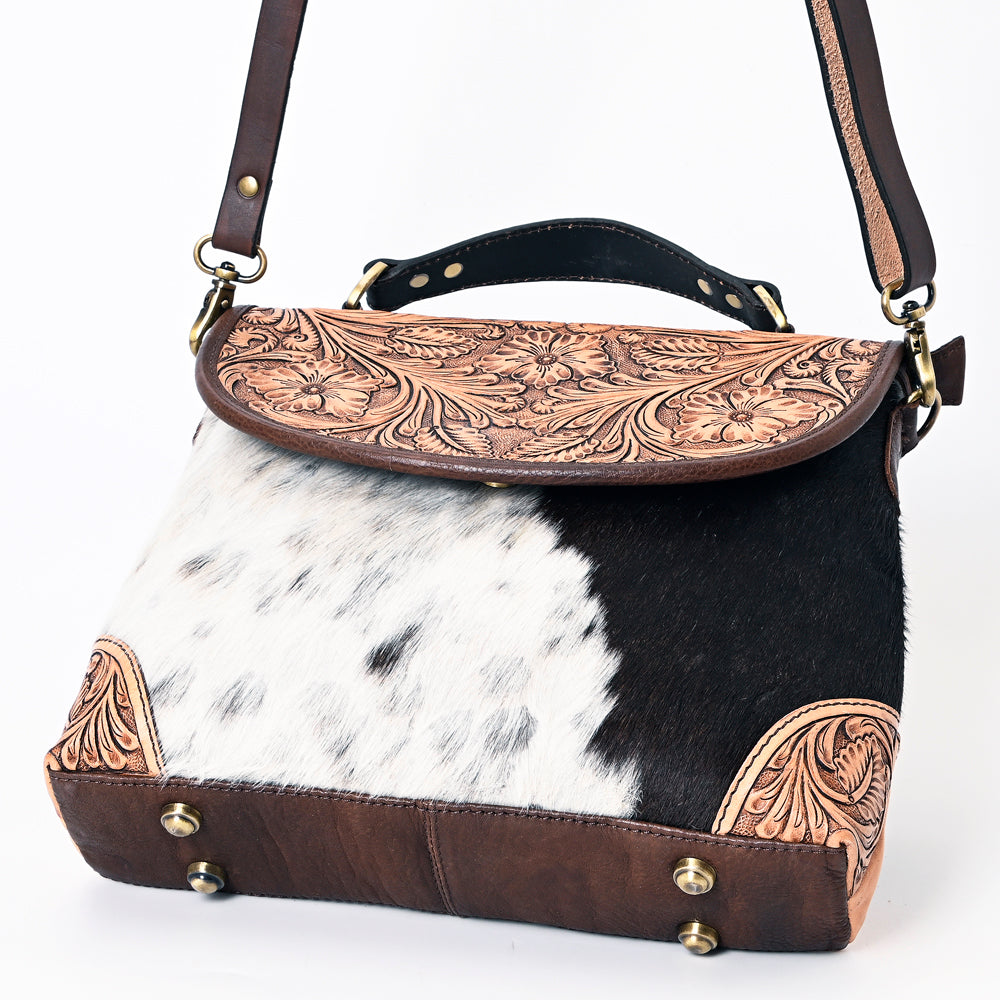 American Darling Messenger Hand Tooled Hair On Leather Western Women Bag Handbag Cute Laptop 9.5 (H) X 10.5 (W) 4.5 (D)