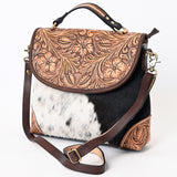 American Darling Messenger Hand Tooled Hair On Leather Western Women Bag Handbag Cute Laptop 9.5 (H) X 10.5 (W) 4.5 (D)